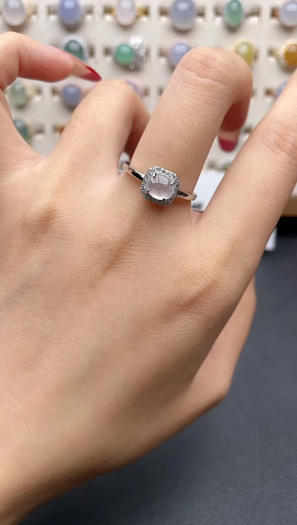 【闪购商品】翡翠戒指银S925镶嵌一物一证一礼盒