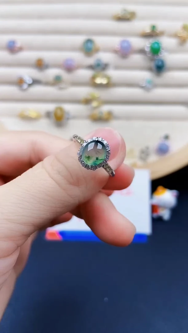 翡翠戒指银S925镶嵌21