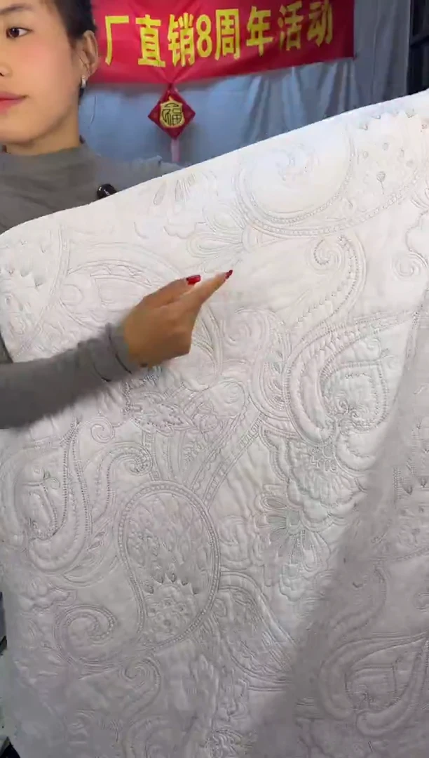 棉纯棉白色腰果花230*250单床盖