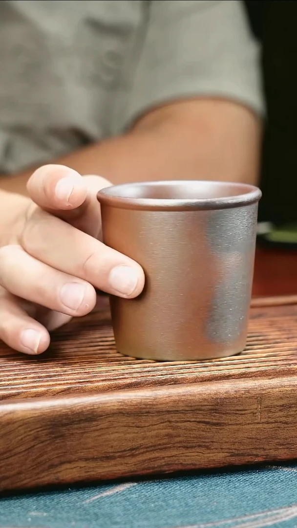 茶杯紫砂柴烧直筒马蹄