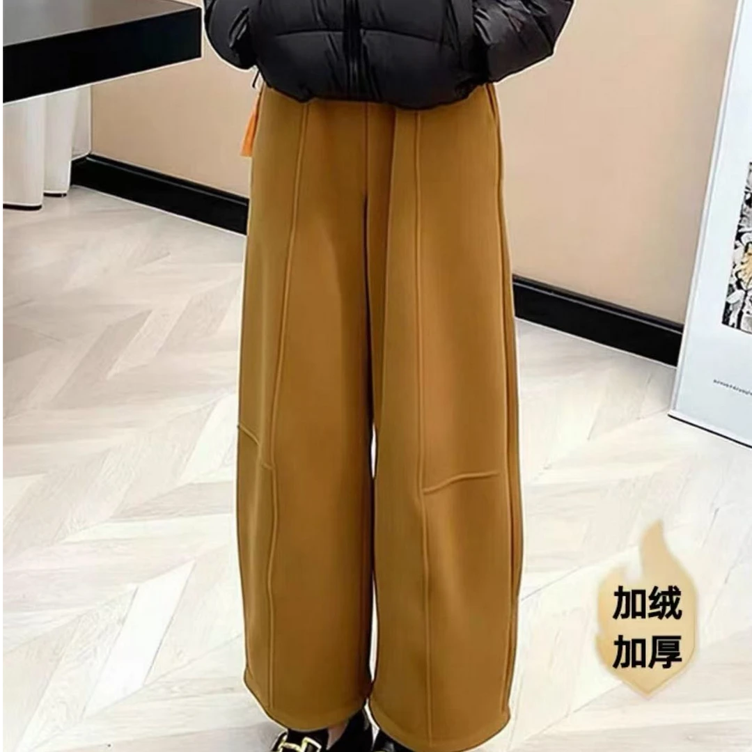 【晨浠定制】新款时尚加绒百搭阔腿休闲裤9233