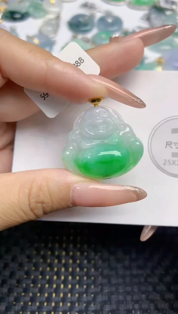 颈饰18K金镶嵌翡翠天然缅甸A货翡翠百元以上9元证书费自理