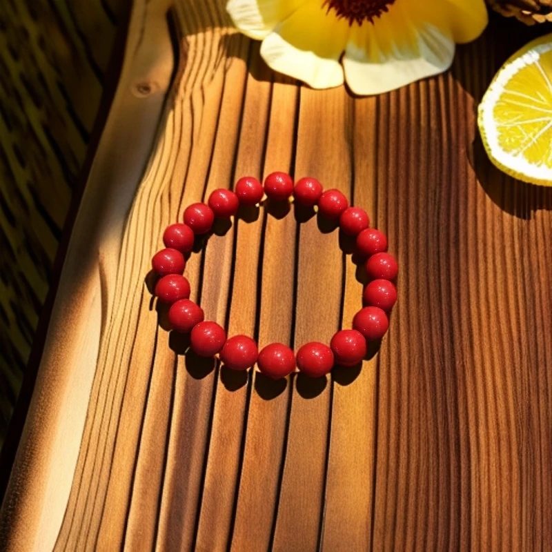 含辰砂工艺品张仲景 y圣级朱砂圆满吉祥手串 新年本本年 红色单圈