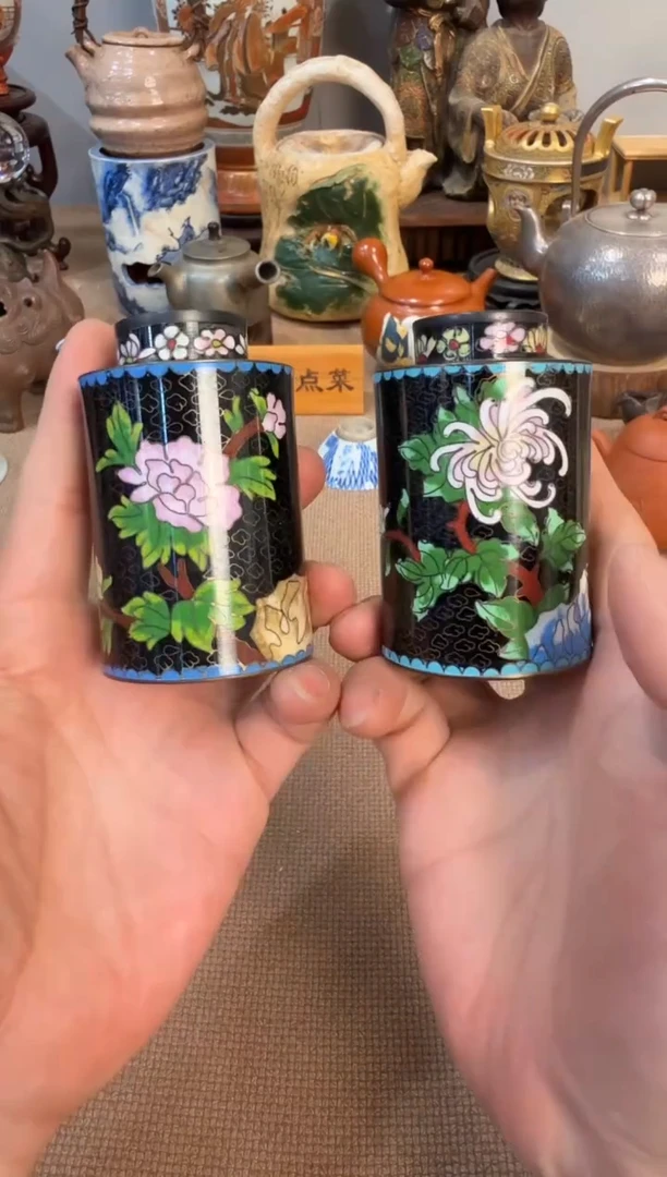 七宝烧 茶叶罐一对