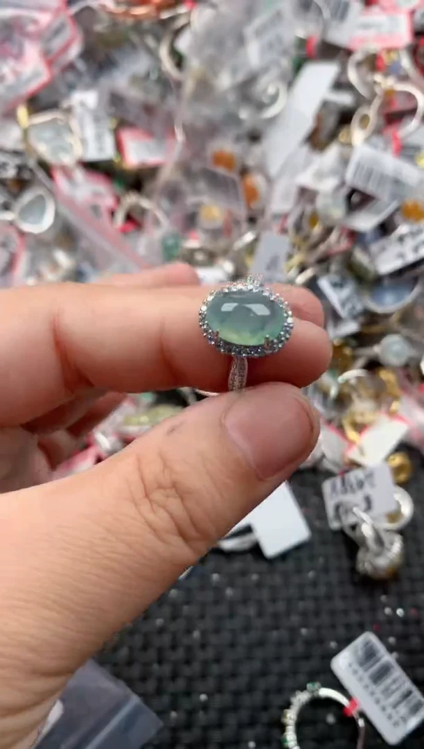 银S925镶嵌戒指翡翠222   6