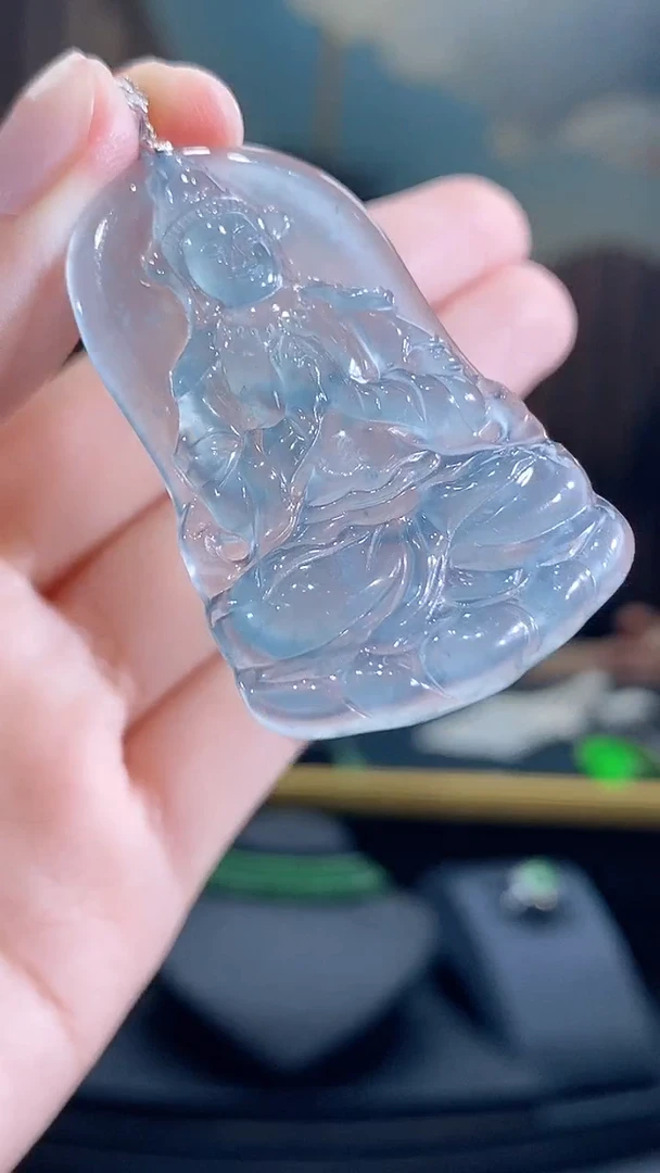 翡翠未镶嵌颈饰天然A货翡翠观音吊坠