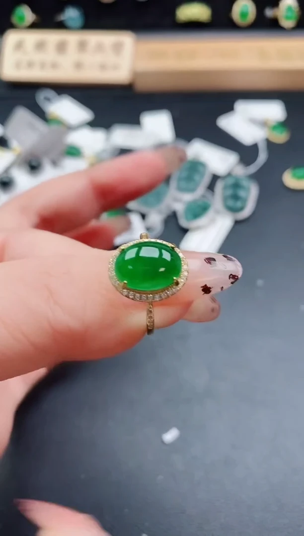 银S925镶嵌戒指翡翠1