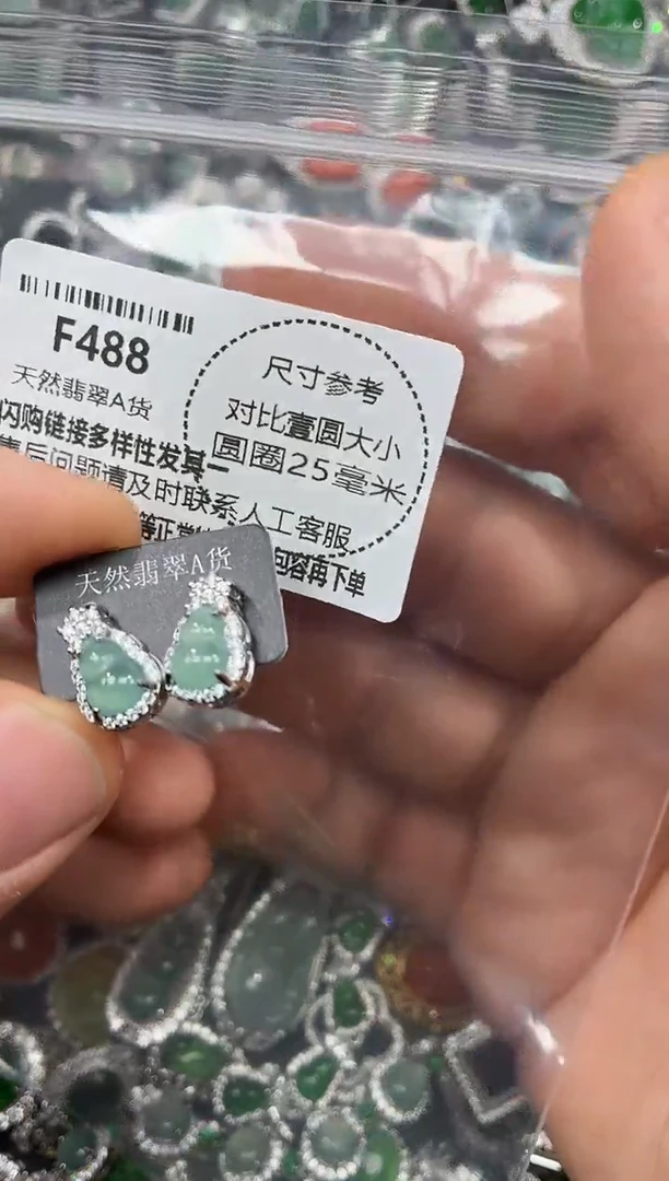 颈饰未镶嵌翡翠F488耳钉