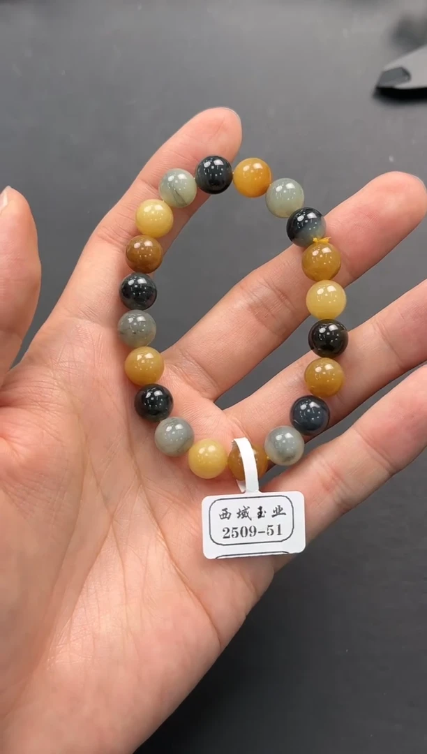 未镶嵌手串和田玉若羌楼兰三色手串卡10微色差