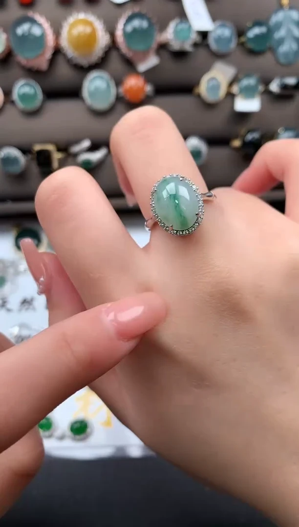 【闪购商品】翡翠戒指银S925镶嵌521412