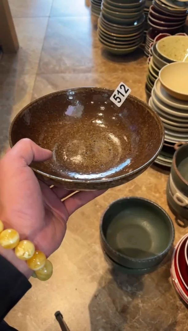 【闪购商品】瓷片512 棕麻点无足盘1个