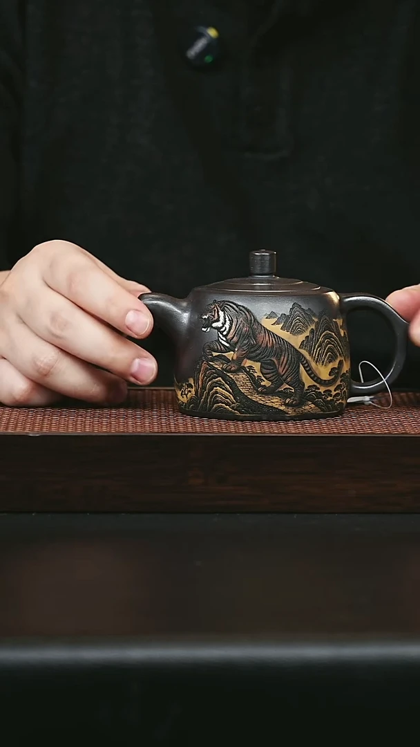 茶壶紫砂宜兴紫砂 井栏 石黄 范传梅h250