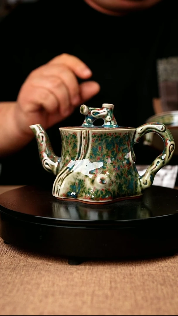 【闪购商品】329#盼龙窑一级品原矿钧瓷炉钧釉树桩壶