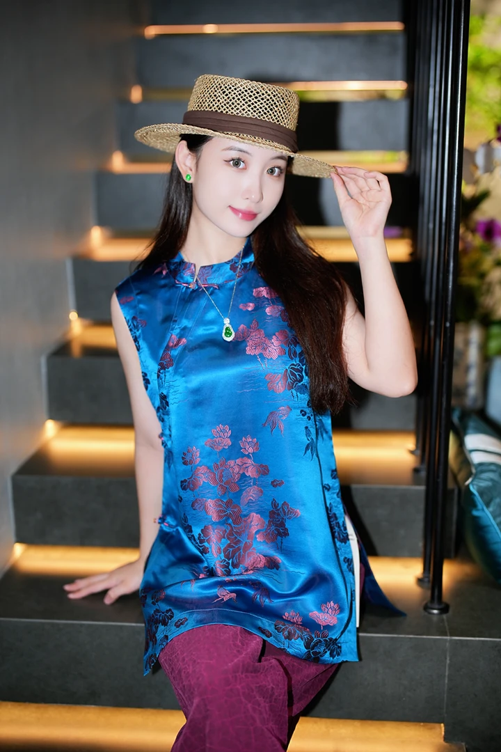 蓝大【​​曦薄】新中式桑蚕丝短袖5183