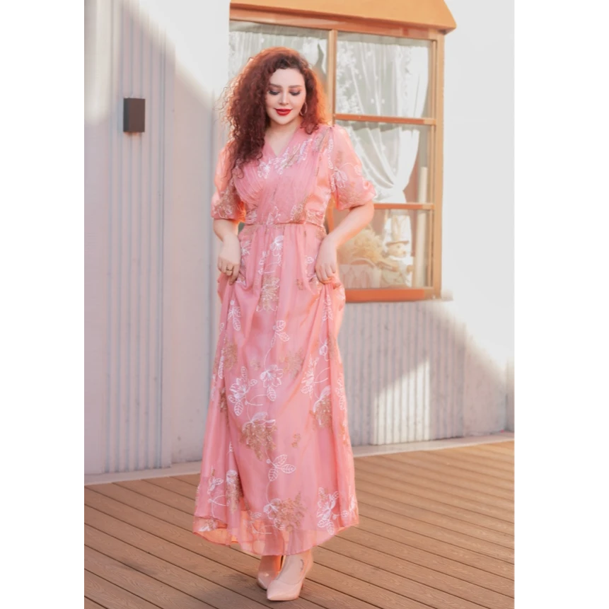 UMIDA新款仙气粉色连衣裙气质公主夏季