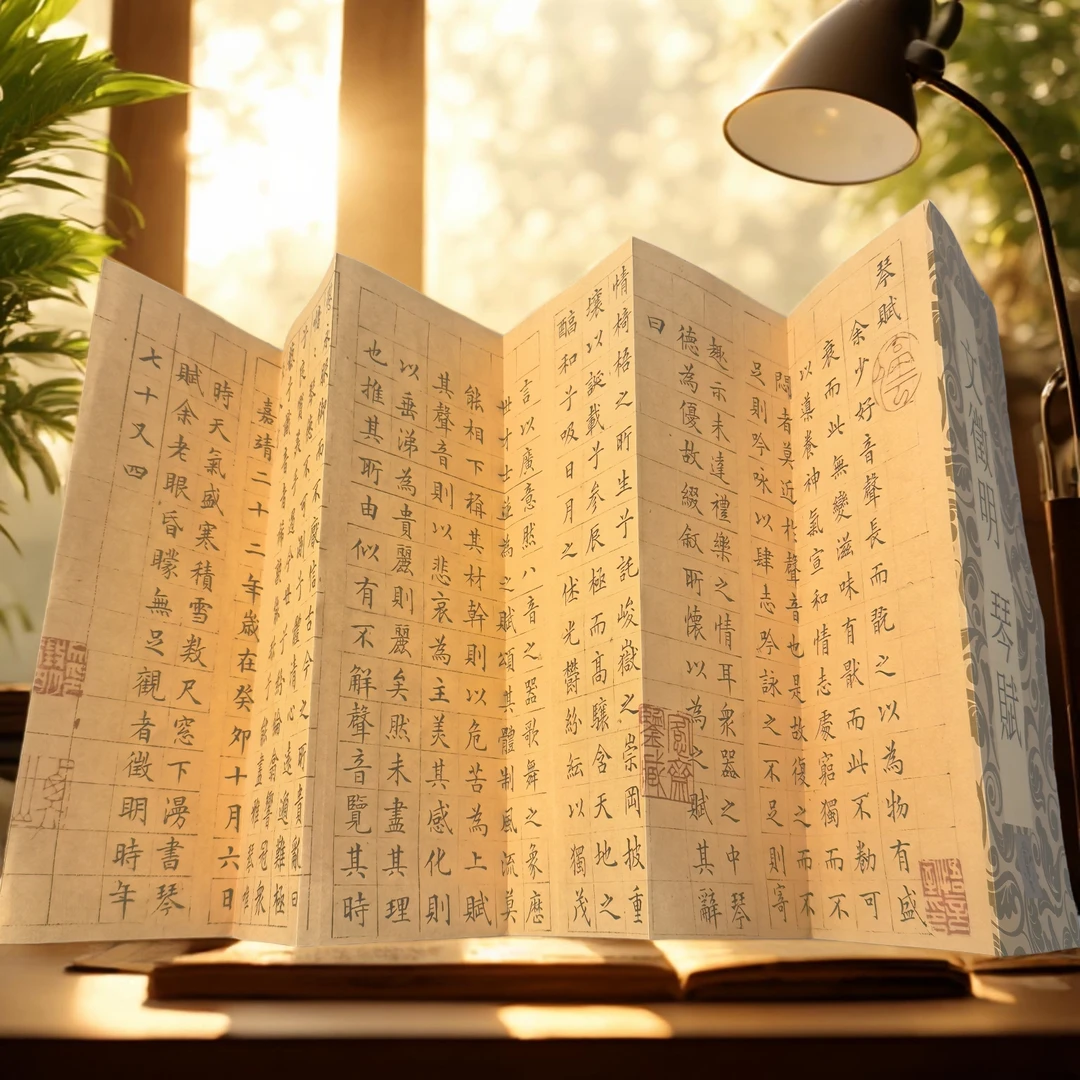 文徵明琴赋小楷书法临摹字帖高清带字格练字方便折页