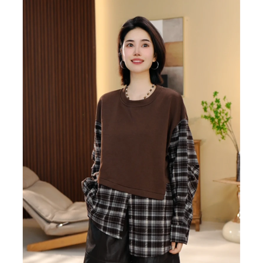 BEIJU 2025新款时尚气质百搭显瘦轻奢洋气设计感假两件卫衣女5310