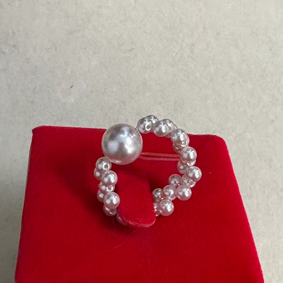 非金属仿珍珠戒指 设计珠珠戒指简约百搭精致个性指环