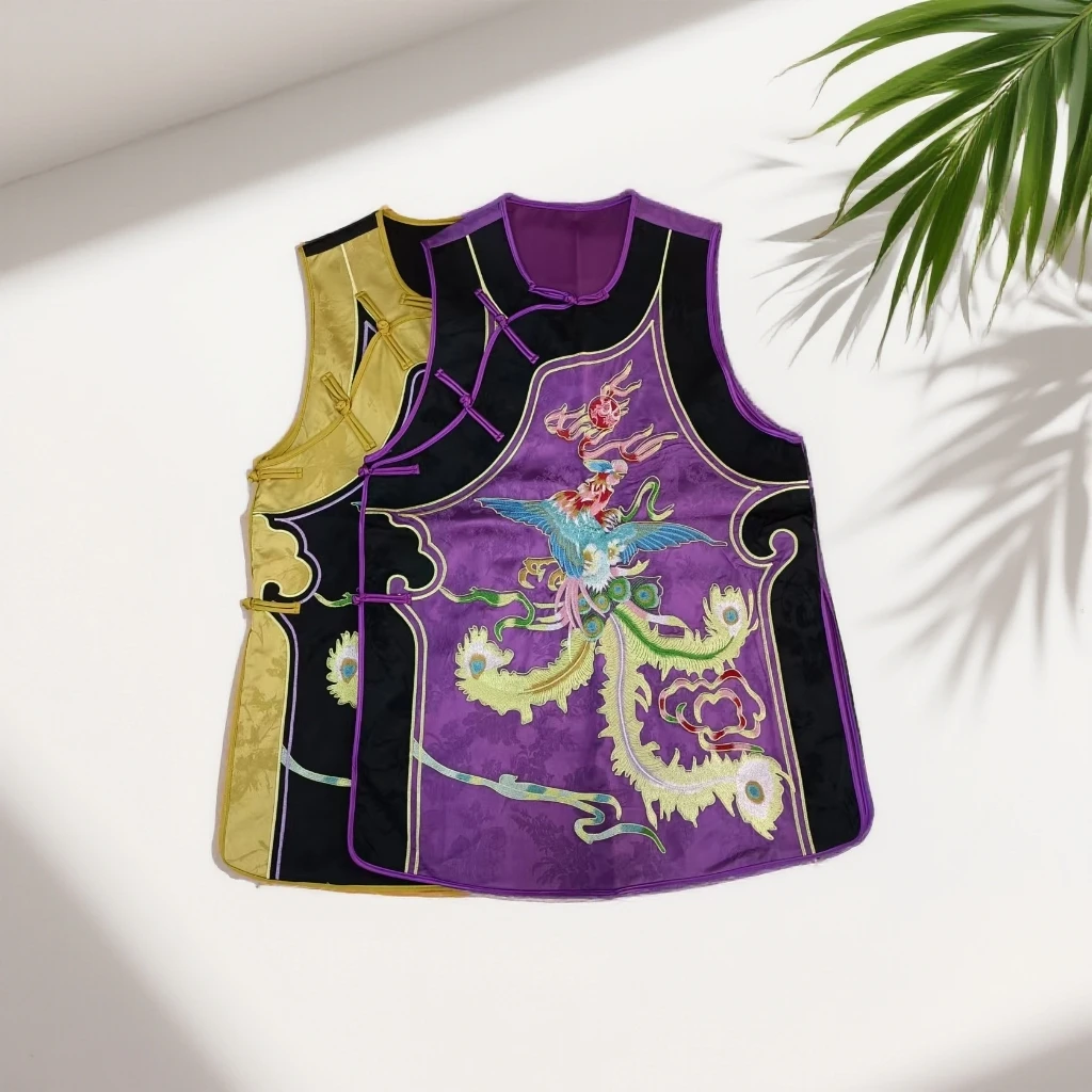 28115新中式刺绣马甲女士