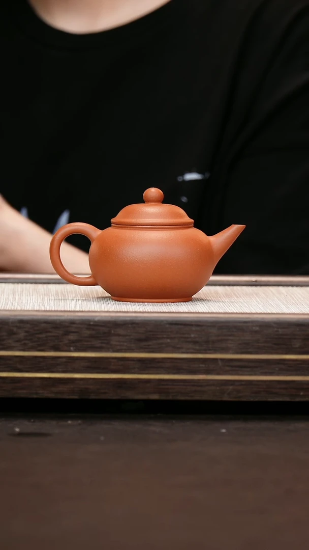 茶壶紫砂红泥  水平壶