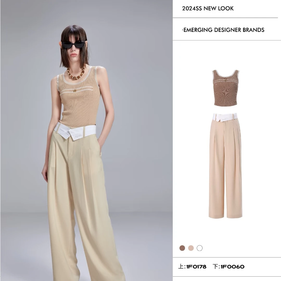 APL-咖色 白腰头长裤1F0060