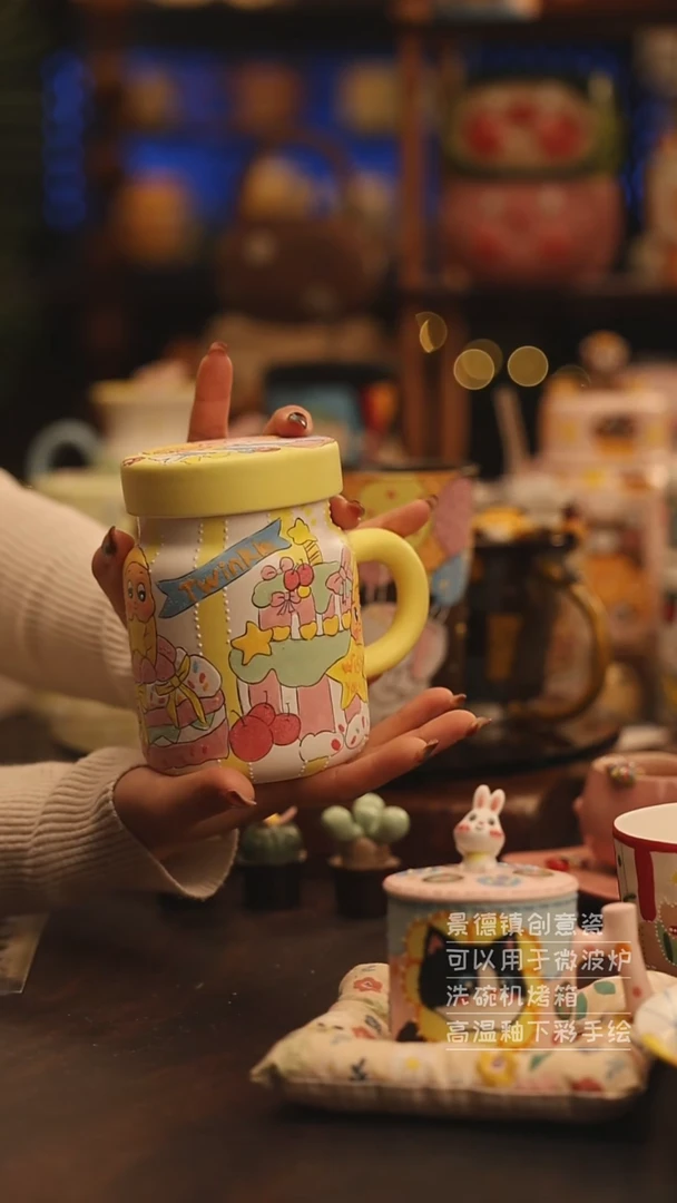 陶瓷景德镇可爱陶瓷釉下彩绘设计师款