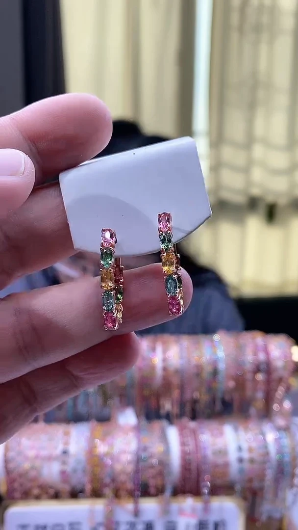 【闪购商品】碧玺耳扣q银S925镶嵌1165165515