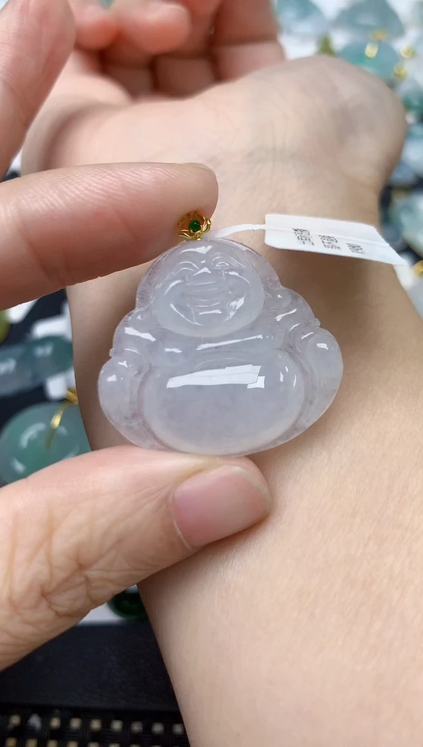 颈饰18K金镶嵌翡翠天然缅甸A货翡翠