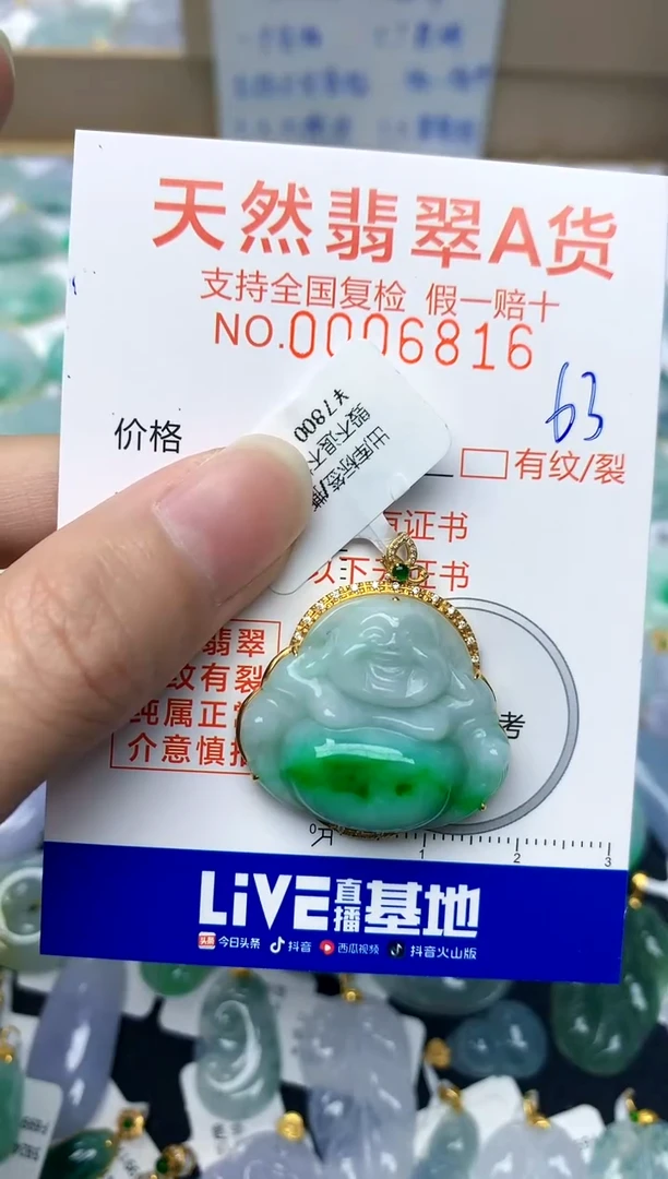 【闪购商品】翡翠颈饰18K金镶嵌63天然A货翡翠