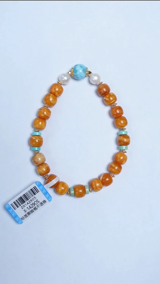 手链蜜蜡未镶嵌花蜡海纹石手串8mm