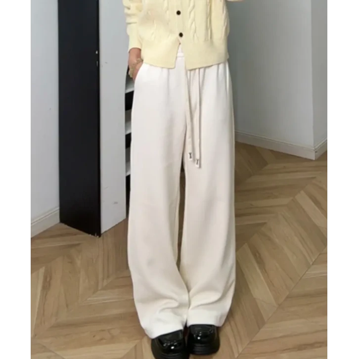 IEF/爱依服裤子2025秋冬季新款休闲气质百搭刺绣窄版加绒阔腿裤