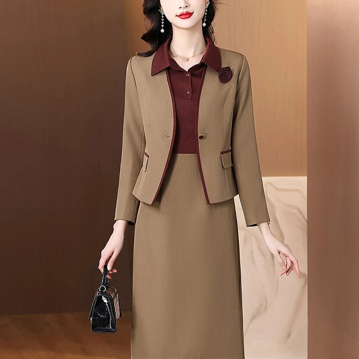 2025春季新款两件套高档气质修身百搭连衣裙套装轻奢复古套装裙子