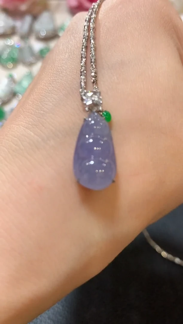 吊坠(不含链)18K金镶嵌翡翠z65 紫色有色差