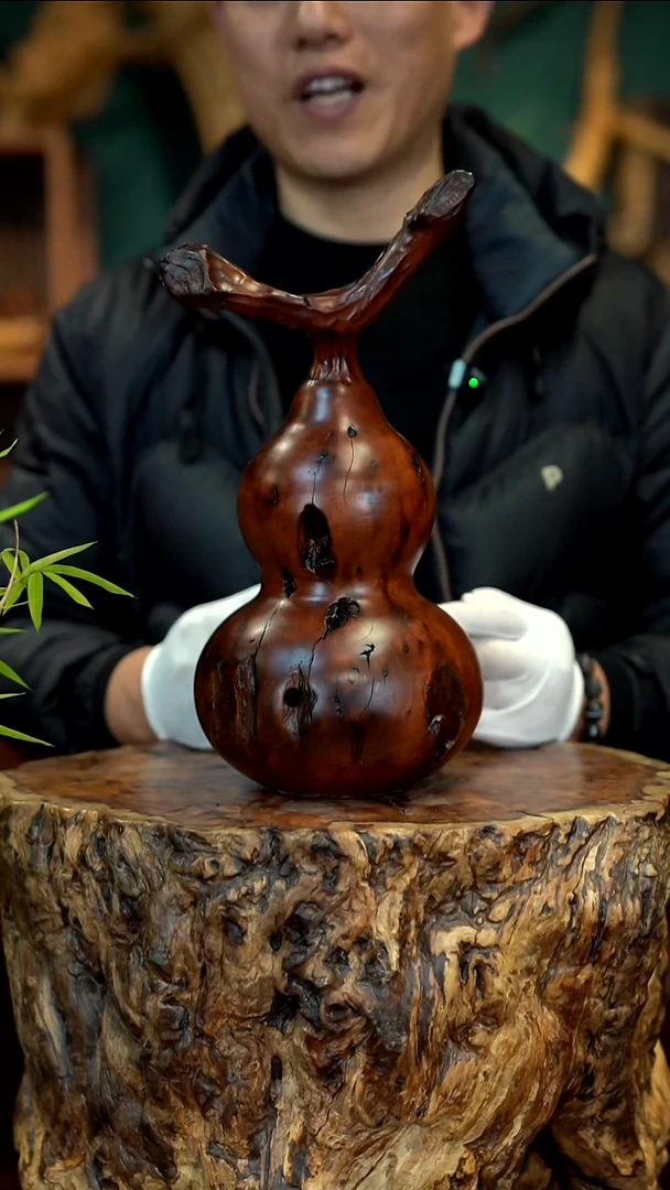 木雷击枣木葫芦摆件