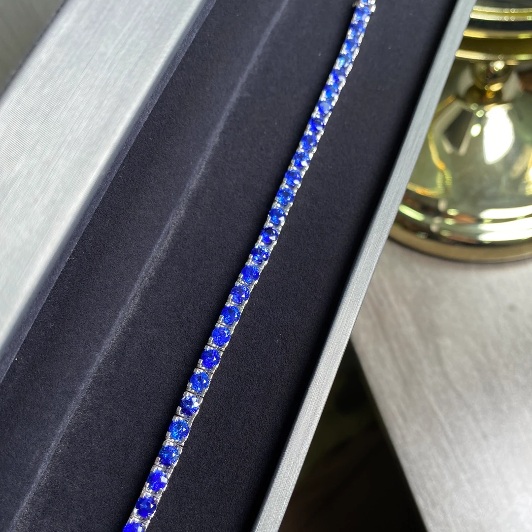 lanyanzi 10.09克拉天然蓝宝石手链 18K金镶嵌