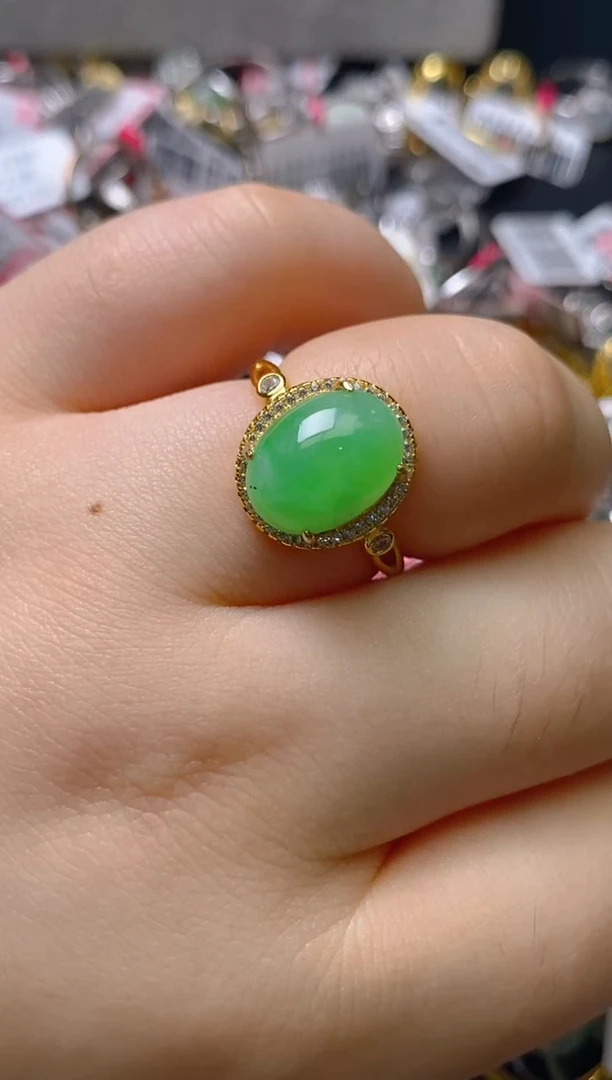 银S925镶嵌戒指翡翠百内无证书