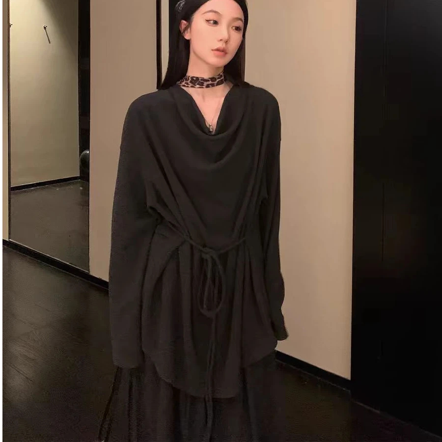 复古慵懒风宽松荡领上衣休闲裤两件套#99170（细节以直播间为准）