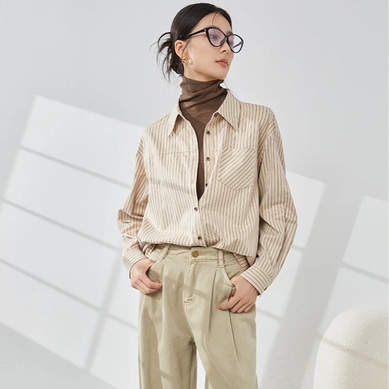 【曼贝宠粉节】8394005浅卡其短袖衬衫女设计感小众气质宽松洋气