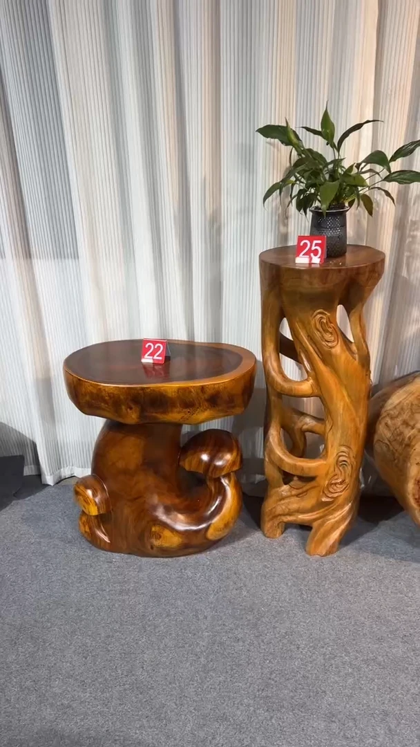 【闪购商品】核桃木/黑胡桃（胡桃木）木雕胡桃木边几桌 香樟花架