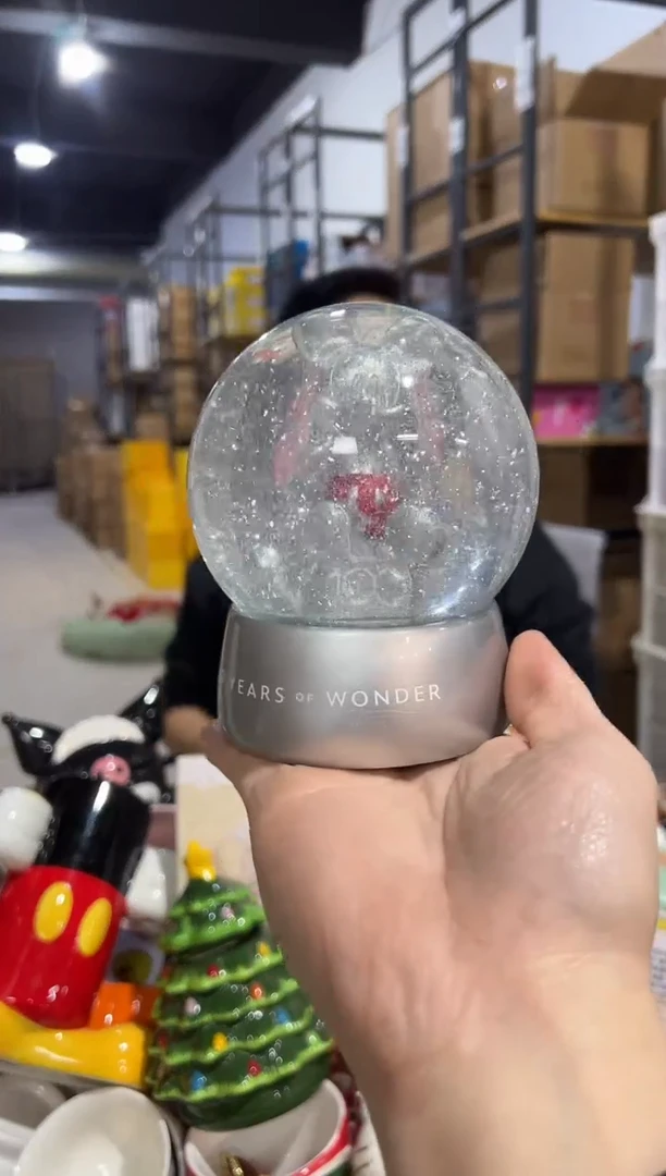 【闪购商品】杯原盒米奇100周年水晶球鼓泡北方勿拍