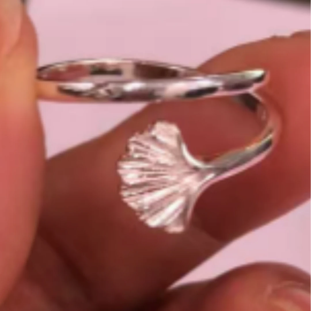 925银戒指 银杏戒指 时尚首饰