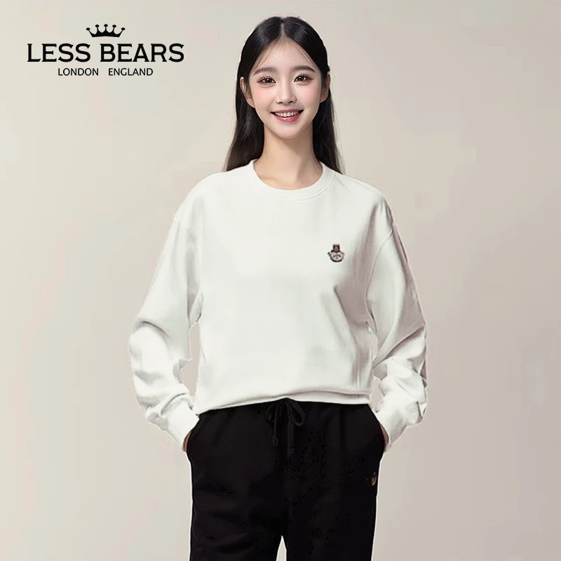 小熊时尚刺绣休闲百搭宽松圆领秋季情侣卫衣毛衣简约潮流运动玩咖