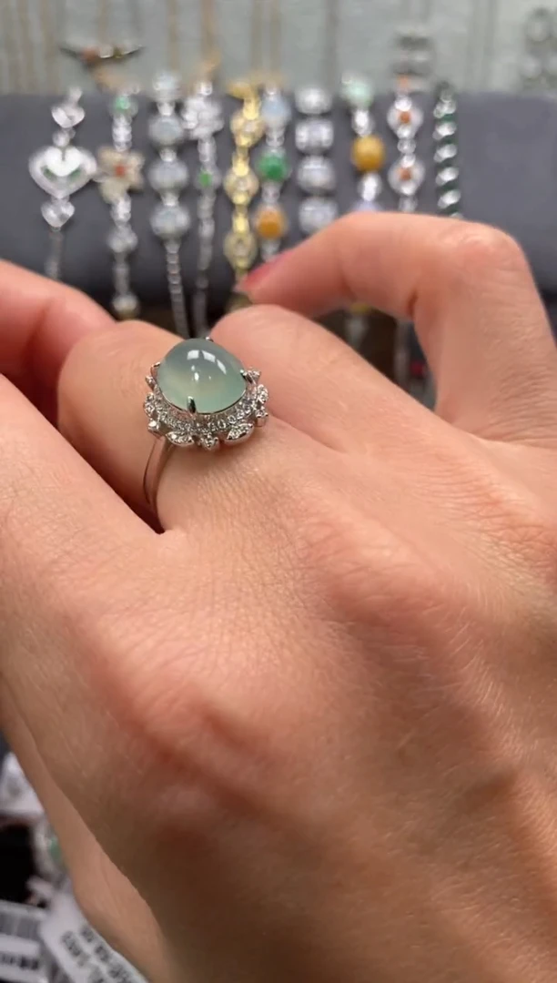 【闪购商品】翡翠戒指银S925镶嵌111111111     9