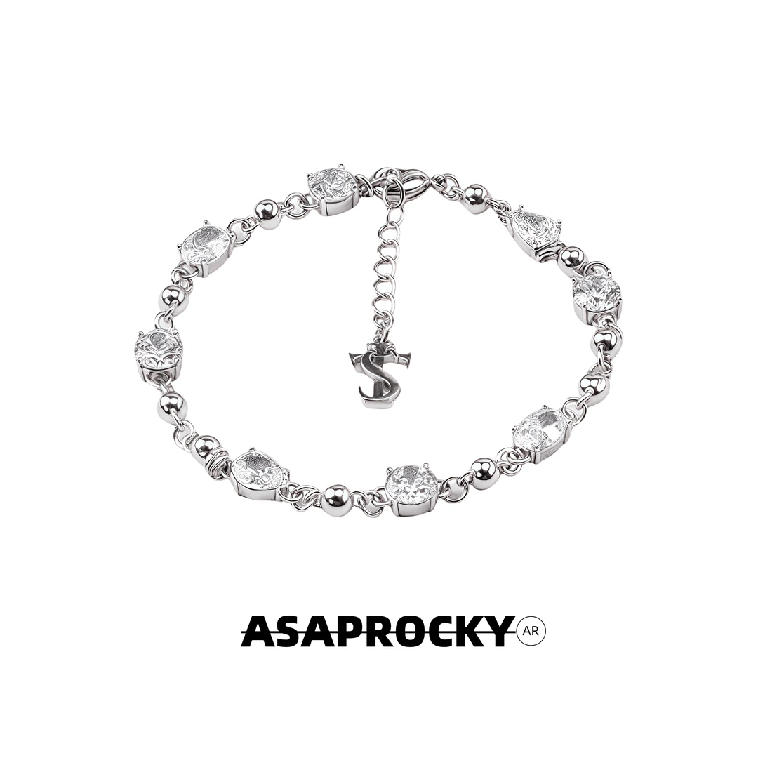 铜合金锆石手链 STK同款手链超闪男女嘻哈风感锆石轻奢满钻手链