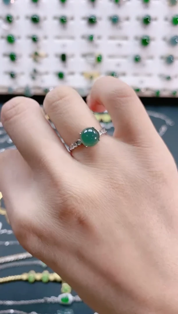 【闪购商品】翡翠戒指银S925镶嵌天然翡翠