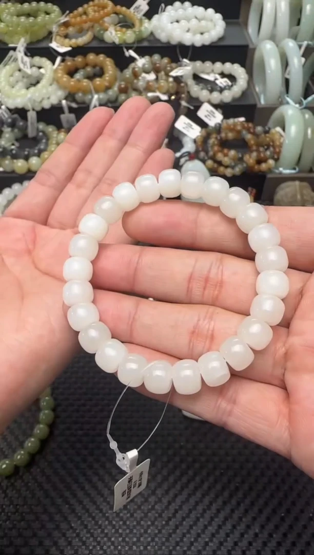 未镶嵌手串和田玉天泰手串卡8x10  微瑕疵