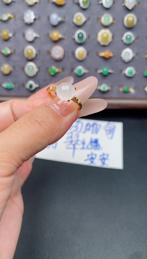 银S925镶嵌戒指翡翠天然翡翠A货111    1-
