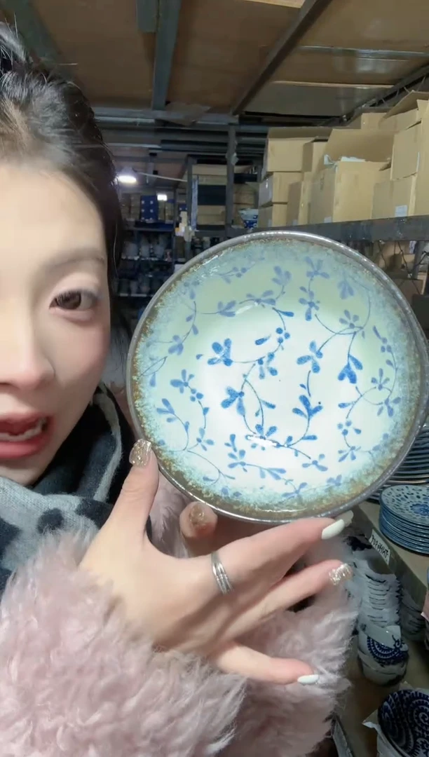 陶瓷一轮花汤碗15.5cm单支