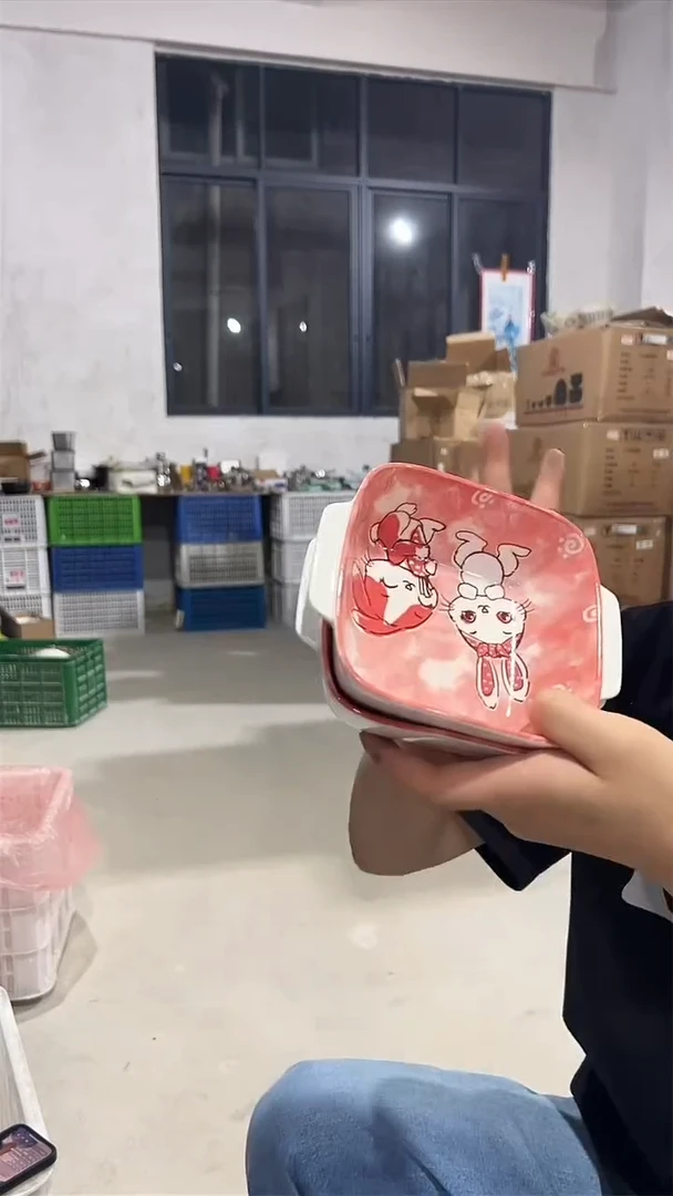 瓷小兔子6英寸双耳宝宝碗2个装