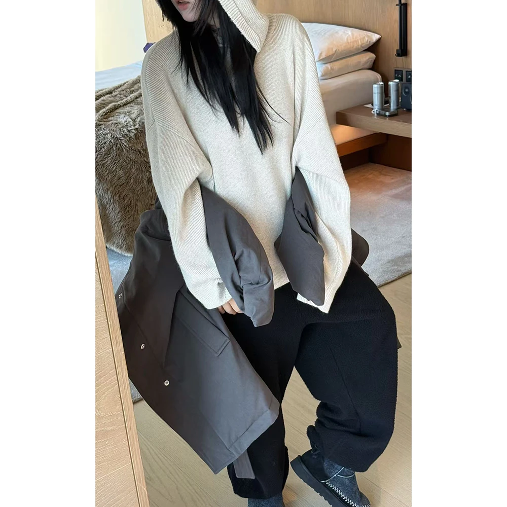 LA CALLA LM羊毛老钱松弛系扣连帽毛衣BL-AX7405